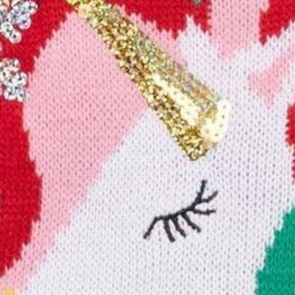 Margaux And Lexi Kids' Sequin Unicorn Holiday Sweater In Candy Stripes - Picture 4 of 7